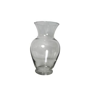 Clear Glass Flower Vase With Wide Rim & Tapered Base For Elegant Floral Arrangem